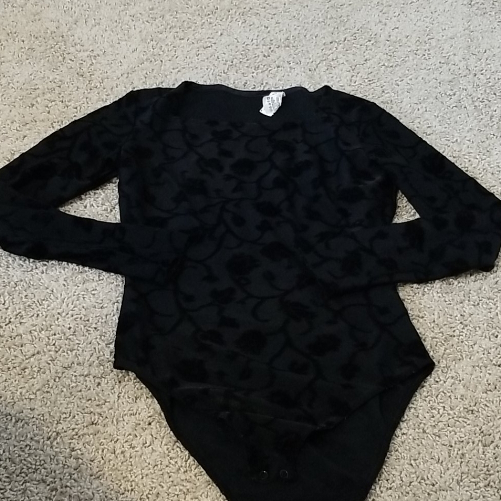 Escada Margaretha Ley Black Floral Body Suit 36